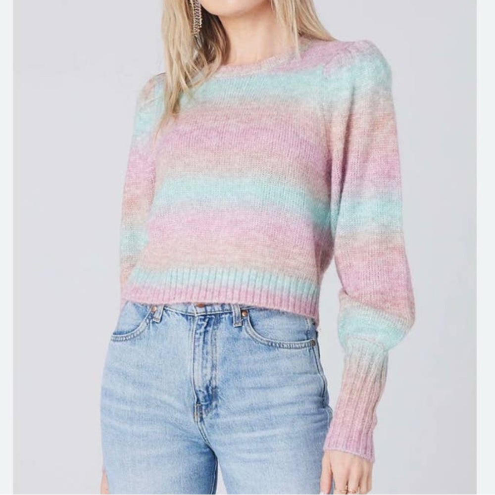 NWT‎ Saltwater Luxe Dollie Sweater in Multi Pastel Rainbow.
